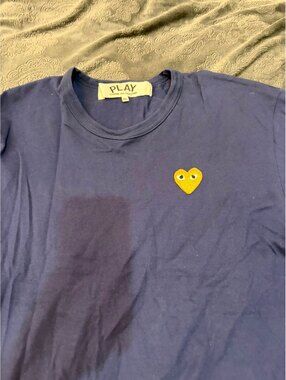 Comme des Garçons PLAY Navy Blue T-Shirt with Yellow Heart